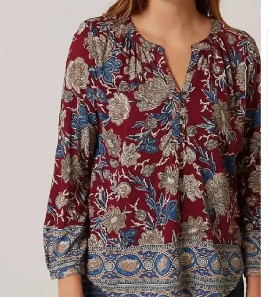 Lucky Brand Burgundy Floral Top